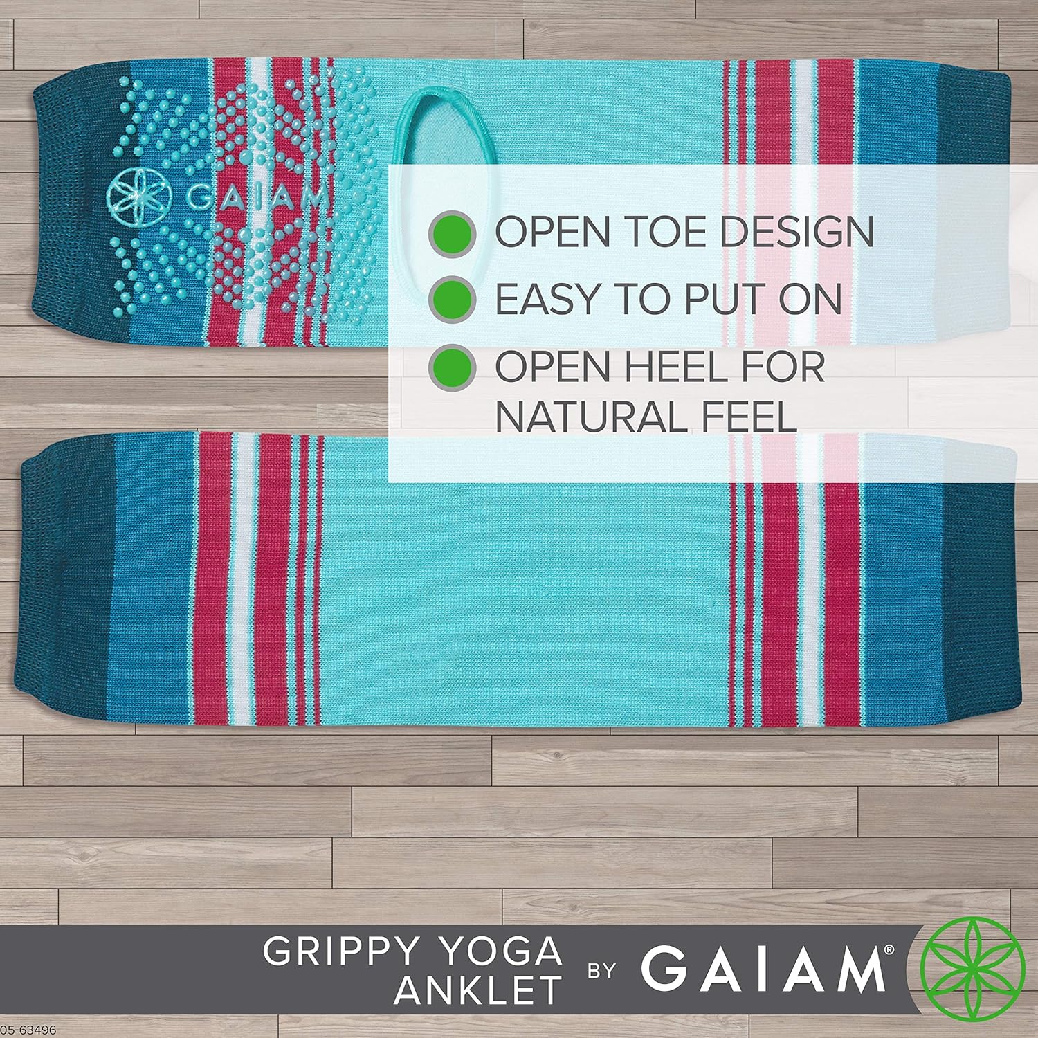 Gaiam 瑜伽袜脚链 - 抓地力强的暖腿脚踝袜适用于瑜伽、巴雷、普拉提、舞蹈、有氧运动