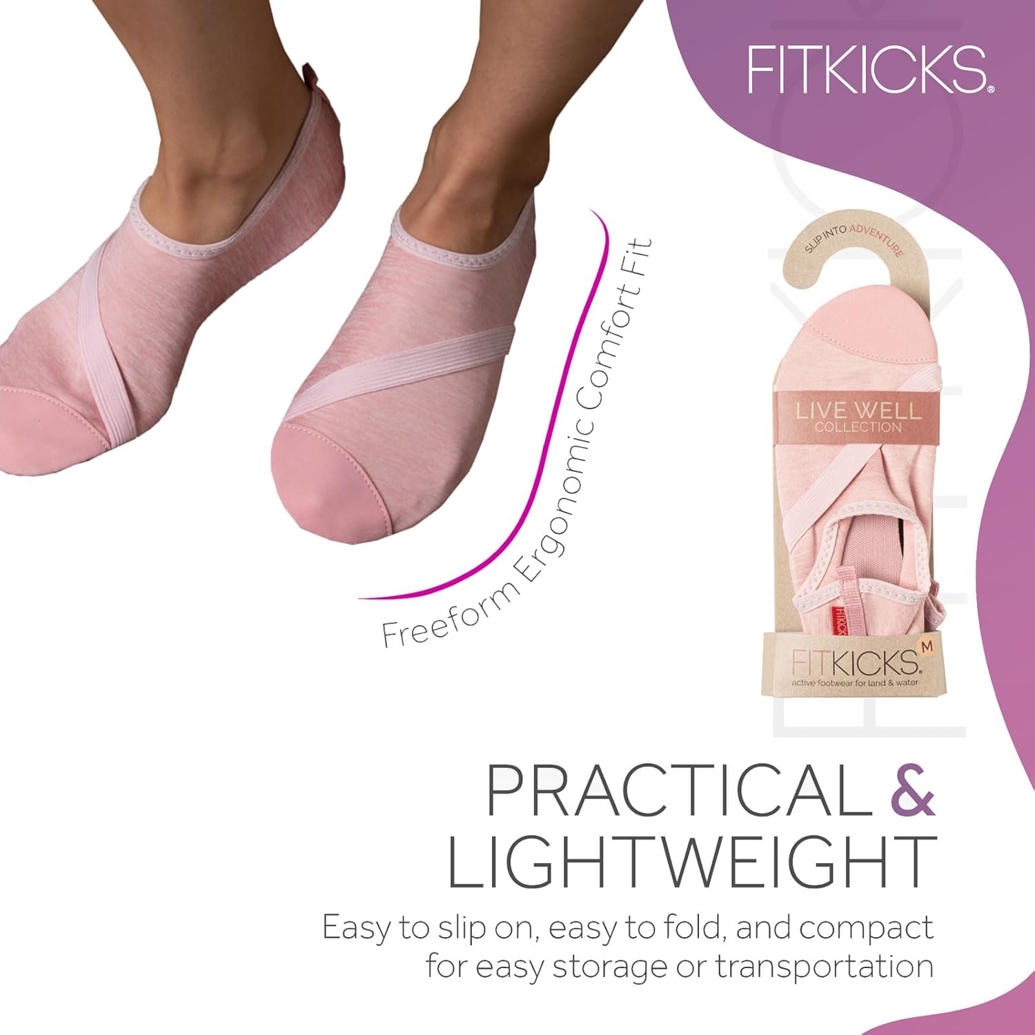FITKICKS Original 女式可折叠 Active Lifestyle 极简主义鞋 赤脚瑜伽运动水鞋