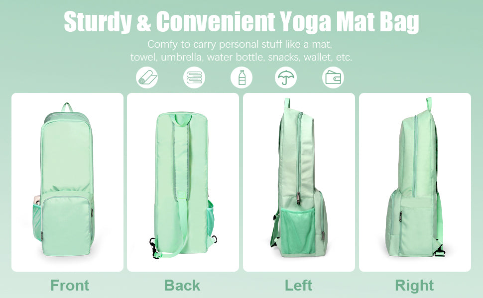 瑜伽垫包侧面网眼拉链口袋外部湿隔层轻质防水瑜伽垫包