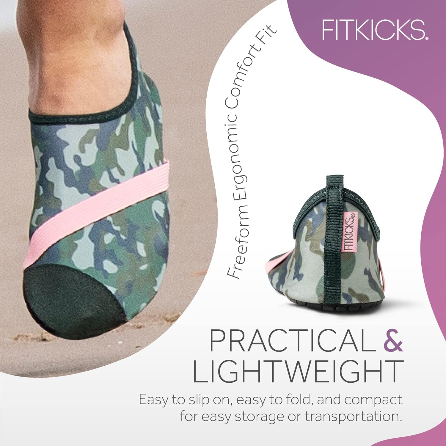 FITKICKS Original 女式可折叠 Active Lifestyle 极简主义鞋 赤脚瑜伽运动水鞋