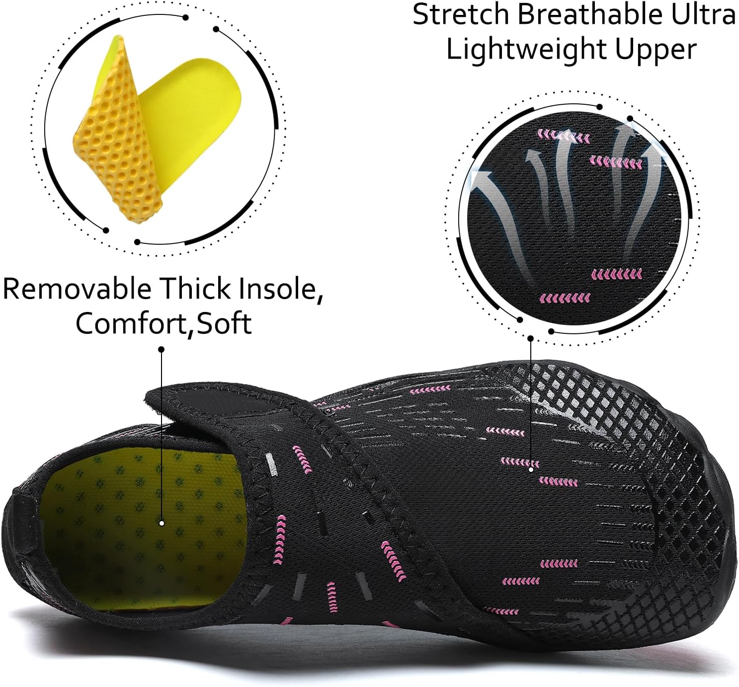 Water Shoes 男式女式速干赤脚游泳沙滩泳池鞋 水上瑜伽袜适合远足、散步、潜水、冲浪、户外水上运动