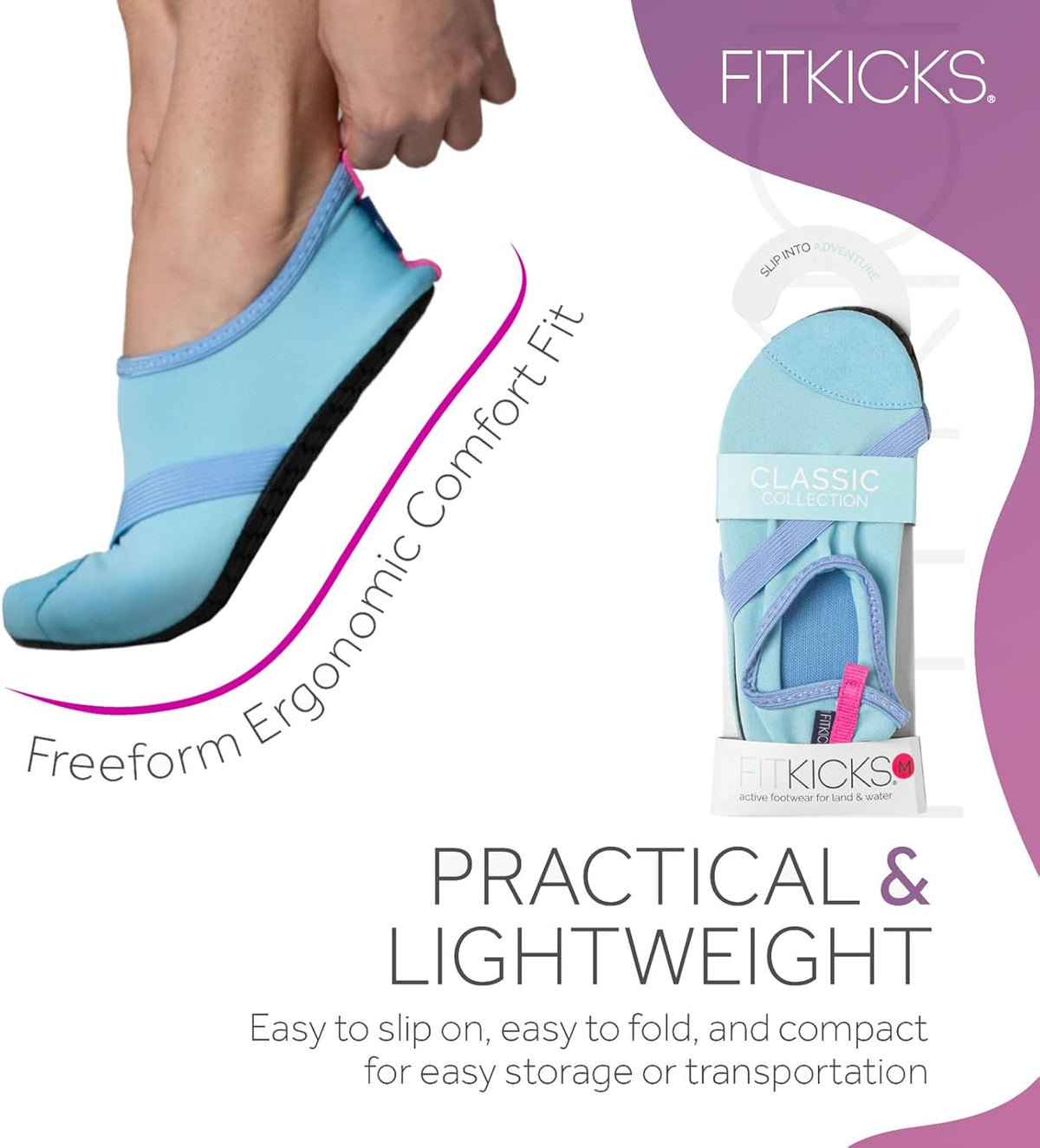 FITKICKS Original 女式可折叠 Active Lifestyle 极简主义鞋 赤脚瑜伽运动水鞋
