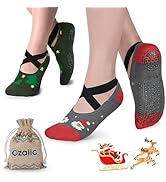 Ozaiic 女式瑜伽袜防滑抓地带,非常适合普拉提、纯芭蕾舞、舞蹈、赤脚锻炼