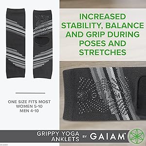 Gaiam 瑜伽袜脚链 - 抓地力强的暖腿脚踝袜适用于瑜伽、巴雷、普拉提、舞蹈、有氧运动