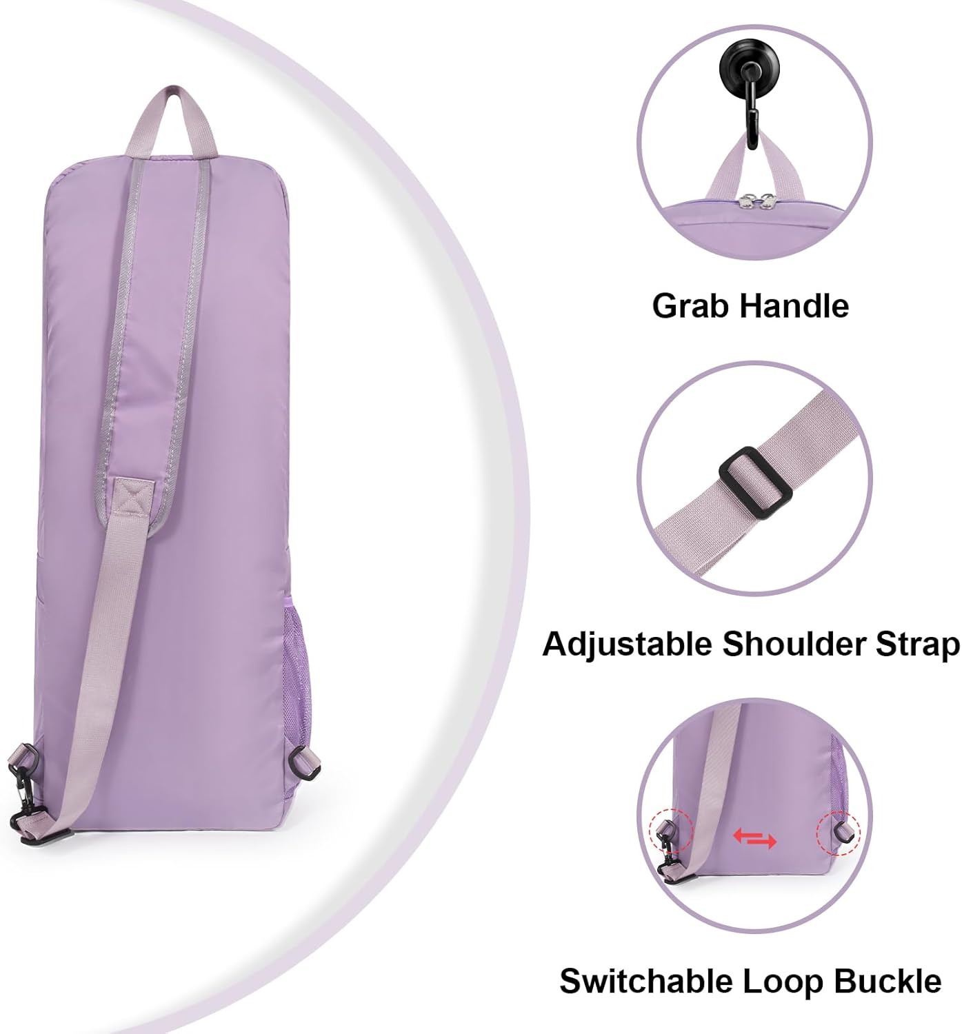 瑜伽垫包侧面网眼拉链口袋外部湿隔层轻质防水瑜伽垫包