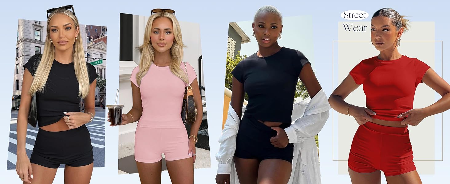 SAMPELS 女式两件套休闲套装夏季休闲装 2 件套短款搭配服装套装