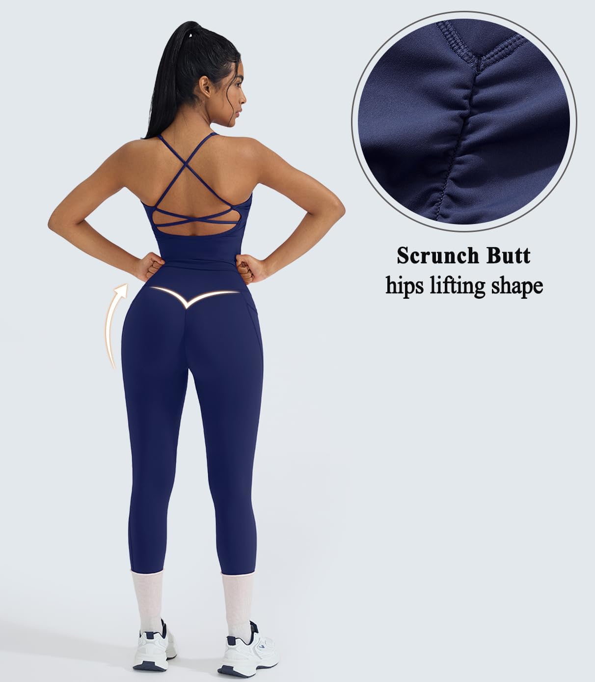 OMKAGI 2 件套女士健身套装,加垫健身上衣,带口袋,健身套装