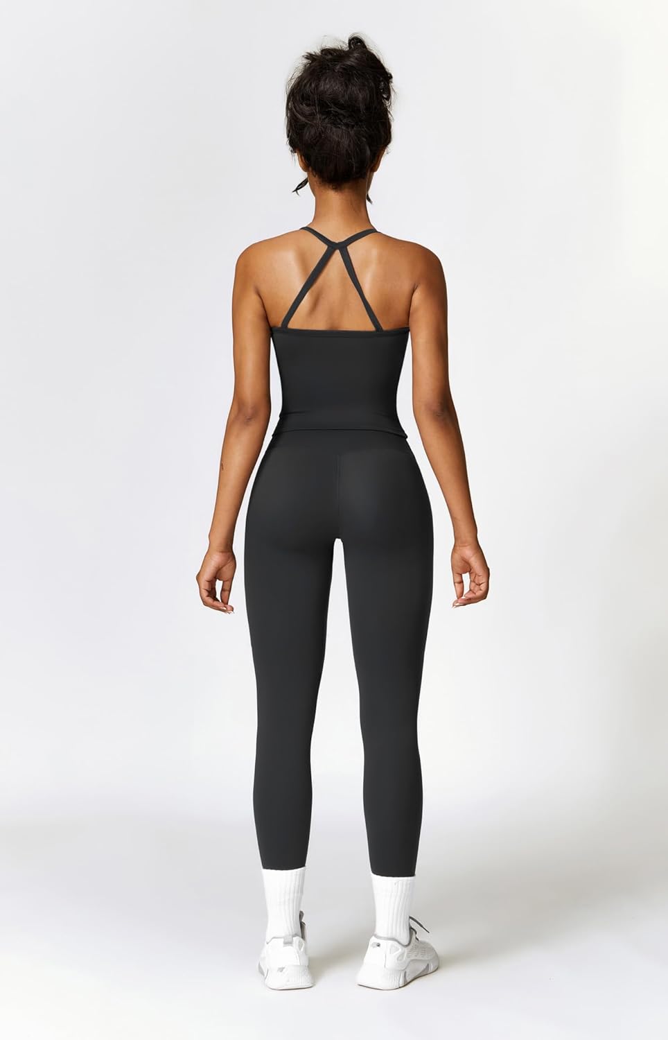 女式健身套装两件套交叉后背背心搭配高腰打底裤套装健身服锻炼服