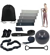 Pilates 女士必备套装 – 更好的瑜伽普拉提套装,适用于家庭锻炼,带普拉提环和球套装,提臀带,8 字形阻力带,瑜伽带可拉伸
