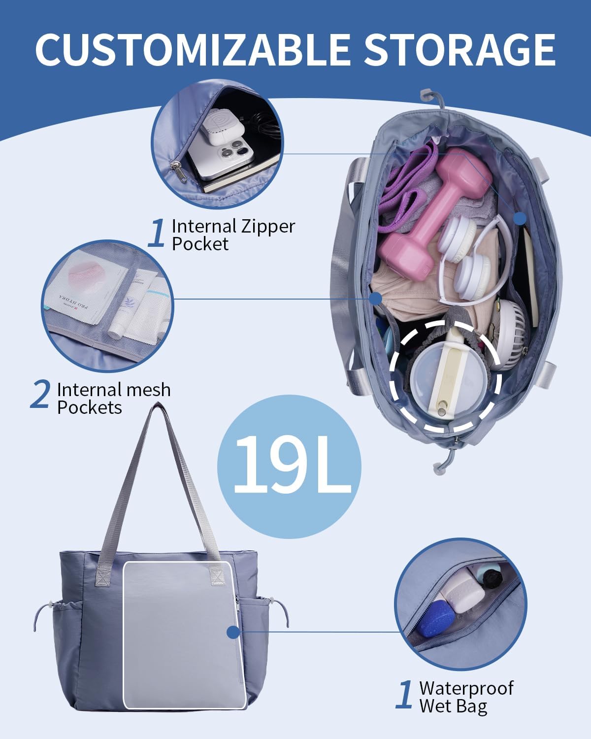 sportsnew 瑜伽垫包手提包瑜伽健身包男女防水湿口袋和钩环,快速取用存储瑜伽垫包