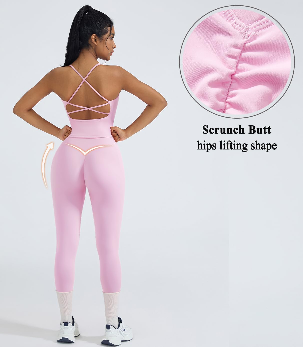 OMKAGI 2 件套女士健身套装,加垫健身上衣,带口袋,健身套装