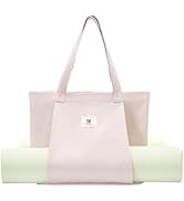 Moyaqi 帆布手提包带瑜伽垫携带口袋手提单肩包适用于办公室、锻炼、普拉提、旅行、沙滩和健身房