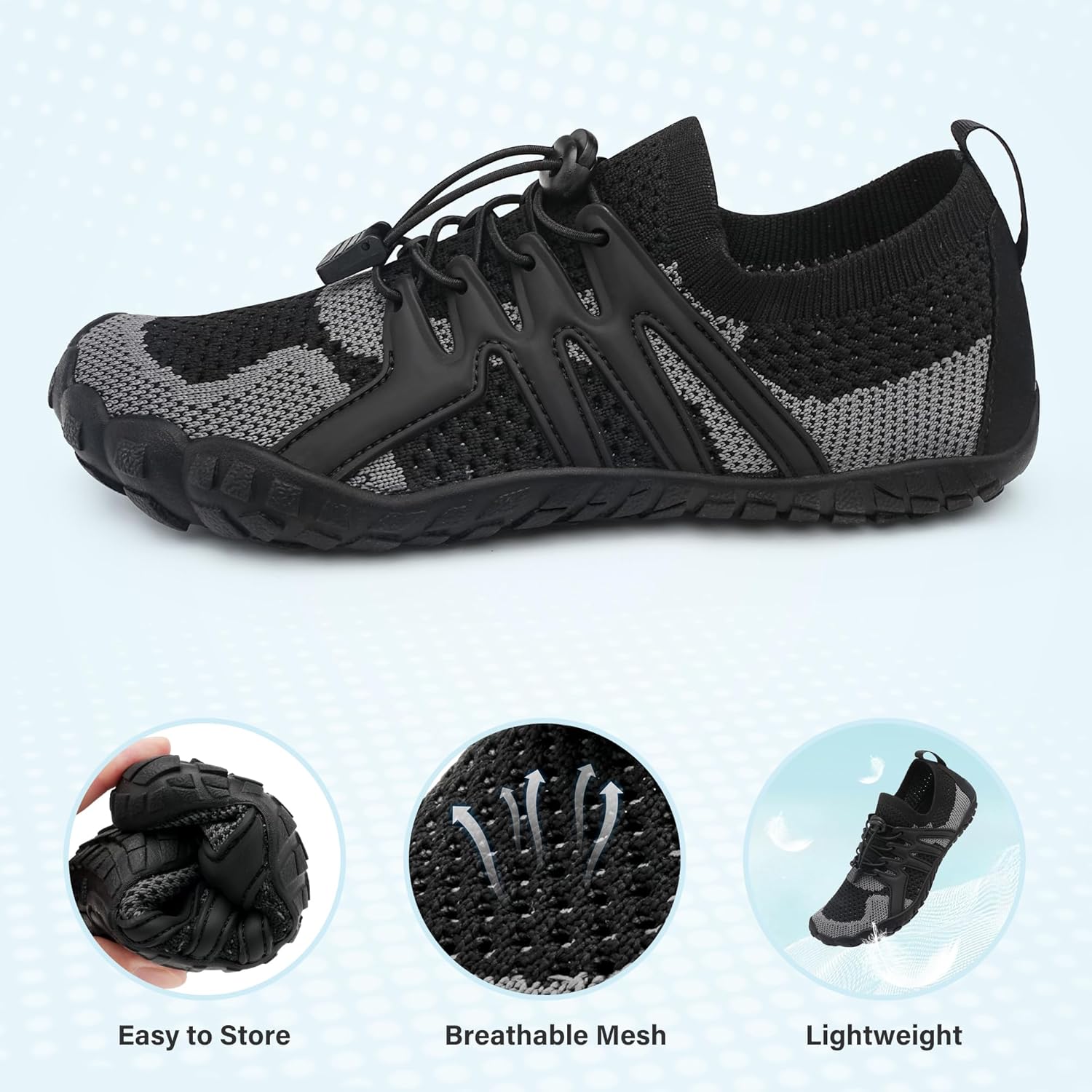 Stelle 赤脚鞋女士男士徒步水鞋带可调节鞋带成人速干沙滩游泳泳池越野跑步户外运动划船攀岩瑜伽