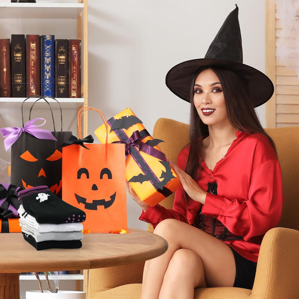 Toes Home 女式普拉提袜带防滑抓手,瑜伽船员袜适用于巴雷医院粘性拖鞋袜 4 双装