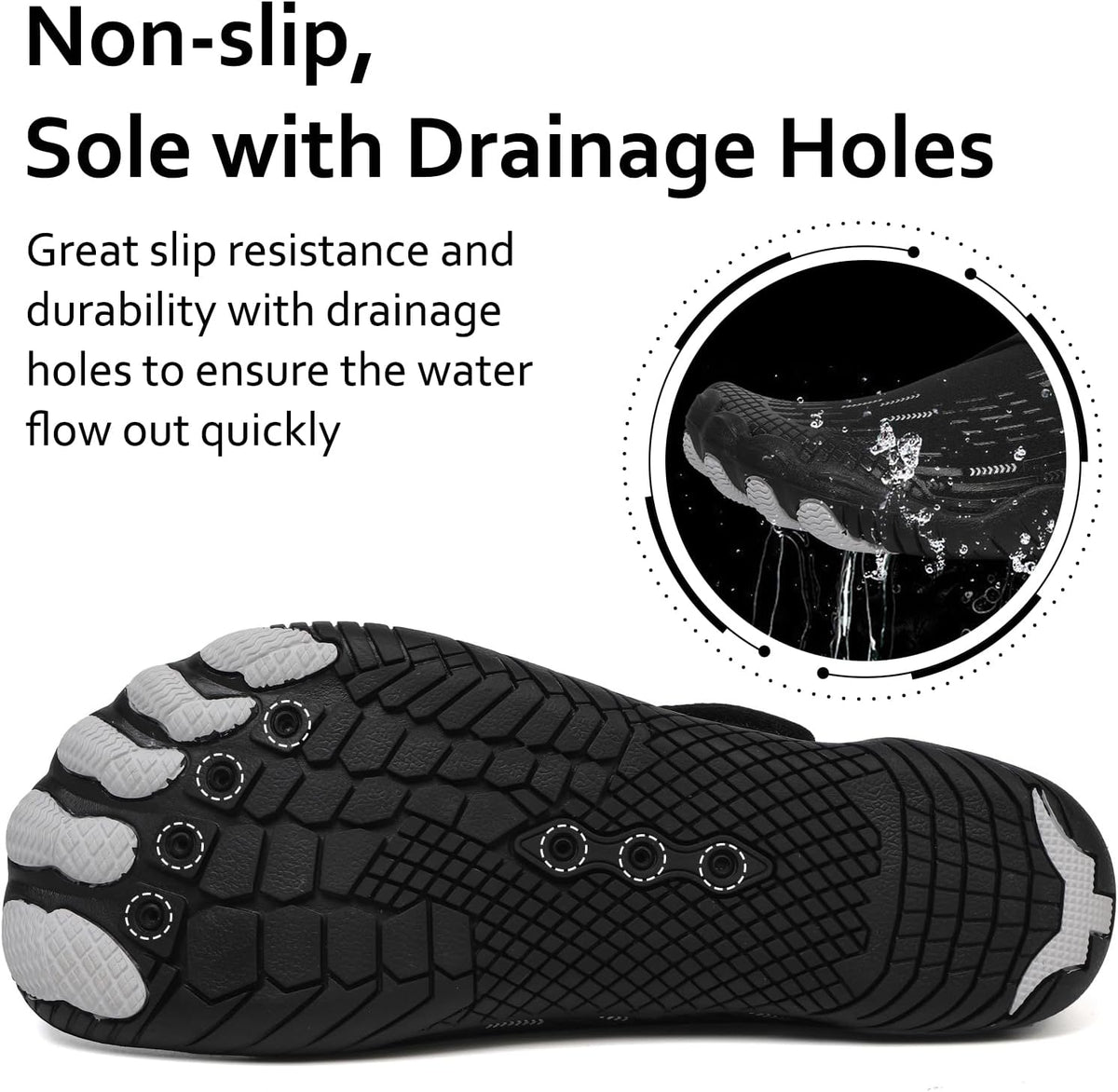 Water Shoes 男式女式速干赤脚游泳沙滩泳池鞋 水上瑜伽袜适合远足、散步、潜水、冲浪、户外水上运动