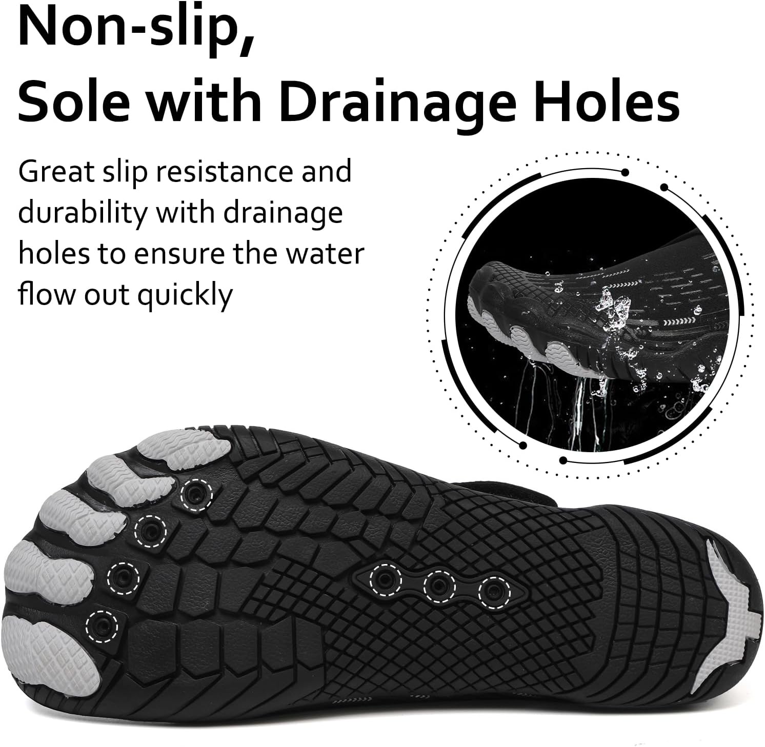 Water Shoes 男式女式速干赤脚游泳沙滩泳池鞋 水上瑜伽袜适合远足、散步、潜水、冲浪、户外水上运动