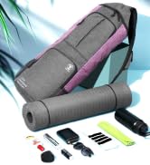 瑜伽垫包 - 8 口袋健身包适合 1.27 厘米厚的垫子和积木,可拆卸肩带 | 大号包带垫托,适合女士、男士| 行李袋,手提包