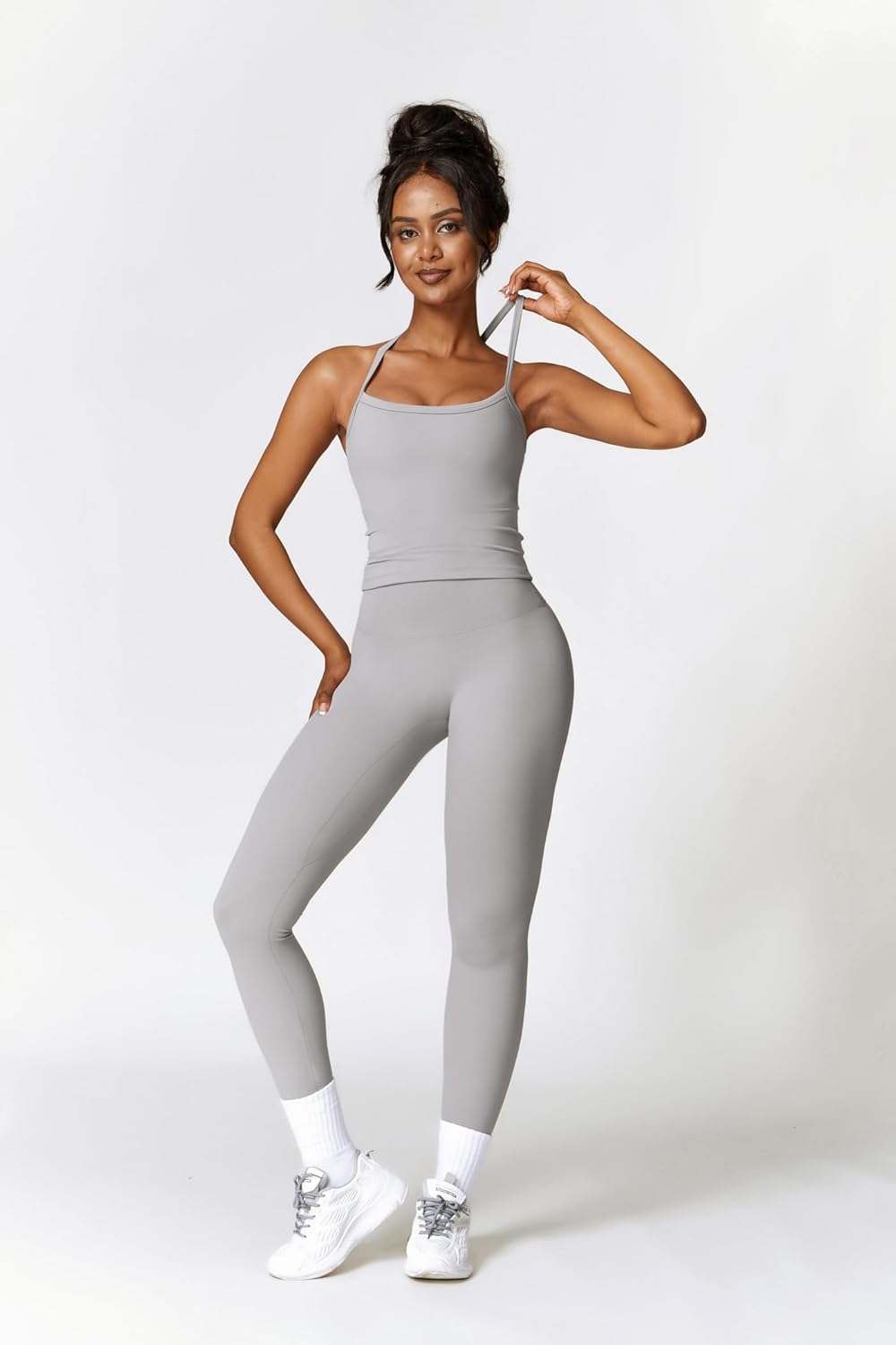 女式健身套装两件套交叉后背背心搭配高腰打底裤套装健身服锻炼服