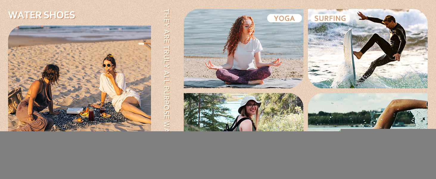 Water Shoes 男式女式速干赤脚游泳沙滩泳池鞋 水上瑜伽袜适合远足、散步、潜水、冲浪、户外水上运动