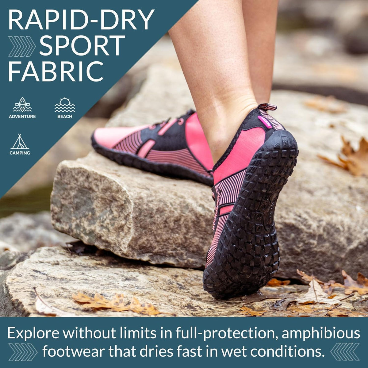 FITKICKS HydroSport 陆到水鞋,中性赤脚鞋,适合海滩、瑜伽、冲浪、露营配饰,男女皆宜的多功能赤脚鞋