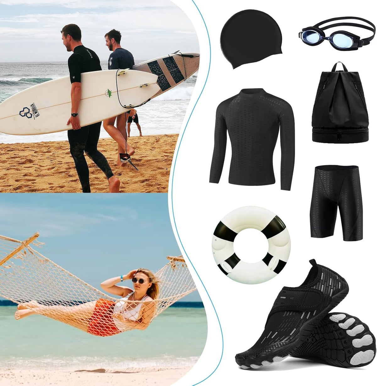 Water Shoes 男式女式速干赤脚游泳沙滩泳池鞋 水上瑜伽袜适合远足、散步、潜水、冲浪、户外水上运动