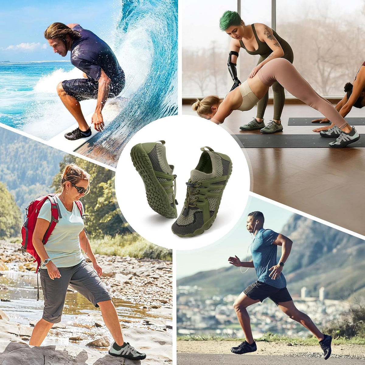 Stelle 赤脚鞋女士男士徒步水鞋带可调节鞋带成人速干沙滩游泳泳池越野跑步户外运动划船攀岩瑜伽