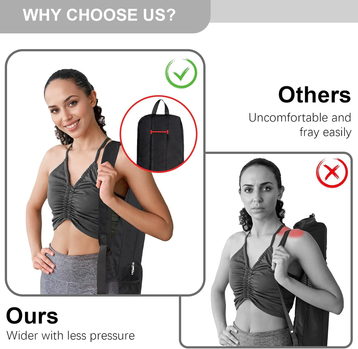 瑜伽垫包侧面网眼拉链口袋外部湿隔层轻质防水瑜伽垫包