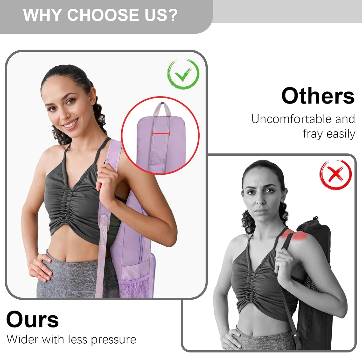 瑜伽垫包侧面网眼拉链口袋外部湿隔层轻质防水瑜伽垫包