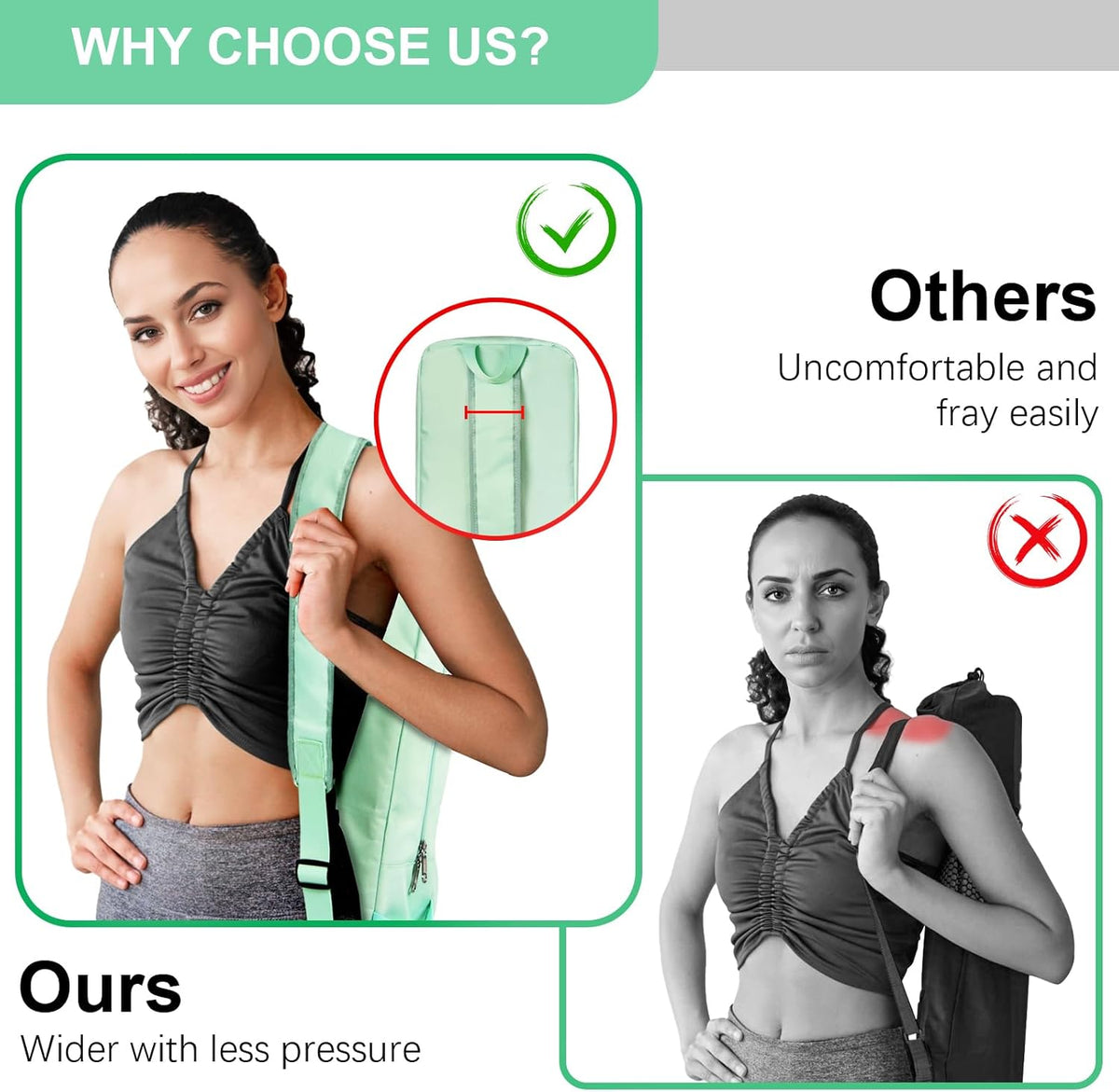 瑜伽垫包侧面网眼拉链口袋外部湿隔层轻质防水瑜伽垫包