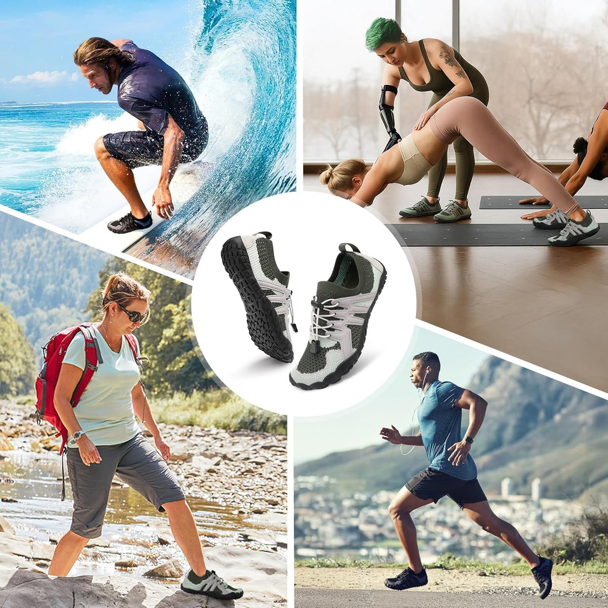 Stelle 赤脚鞋女士男士徒步水鞋带可调节鞋带成人速干沙滩游泳泳池越野跑步户外运动划船攀岩瑜伽