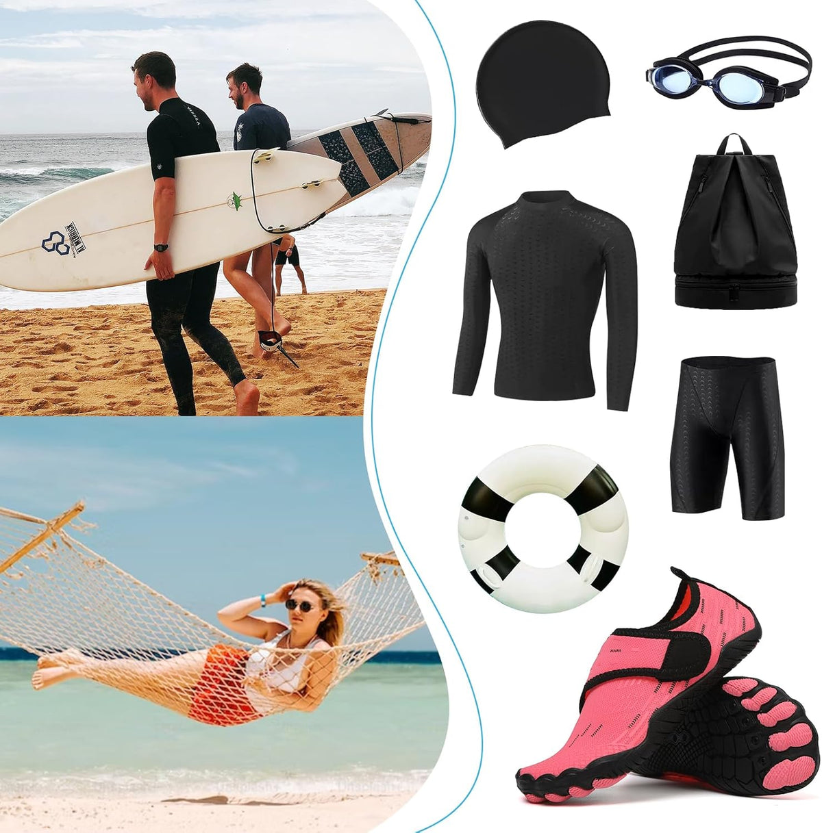 Water Shoes 男式女式速干赤脚游泳沙滩泳池鞋 水上瑜伽袜适合远足、散步、潜水、冲浪、户外水上运动