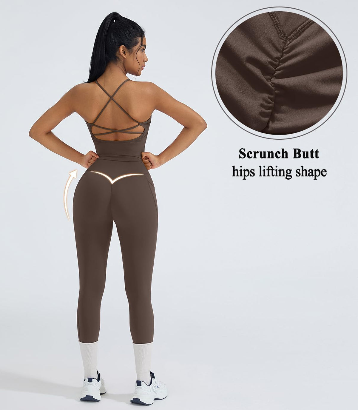 OMKAGI 2 件套女士健身套装,加垫健身上衣,带口袋,健身套装