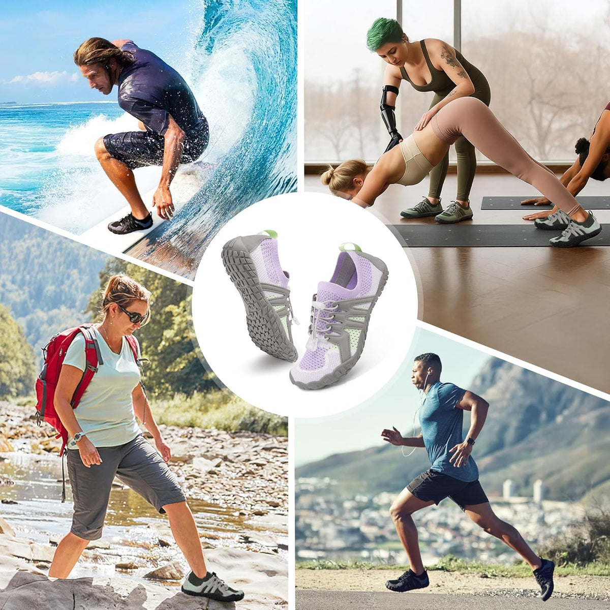 Stelle 赤脚鞋女士男士徒步水鞋带可调节鞋带成人速干沙滩游泳泳池越野跑步户外运动划船攀岩瑜伽