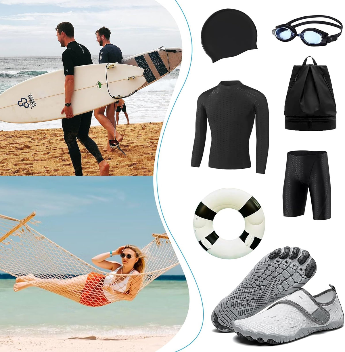 Water Shoes 男式女式速干赤脚游泳沙滩泳池鞋 水上瑜伽袜适合远足、散步、潜水、冲浪、户外水上运动