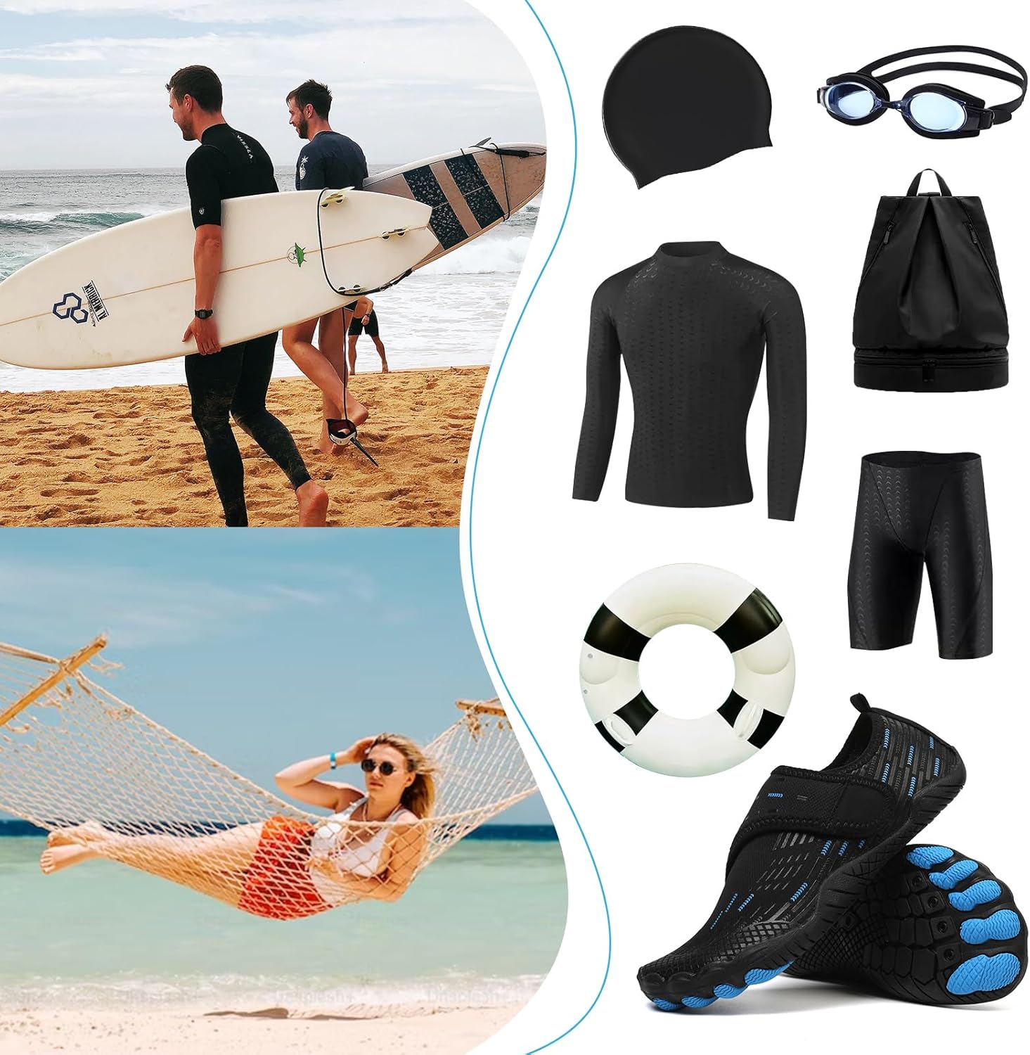 Water Shoes 男式女式速干赤脚游泳沙滩泳池鞋 水上瑜伽袜适合远足、散步、潜水、冲浪、户外水上运动