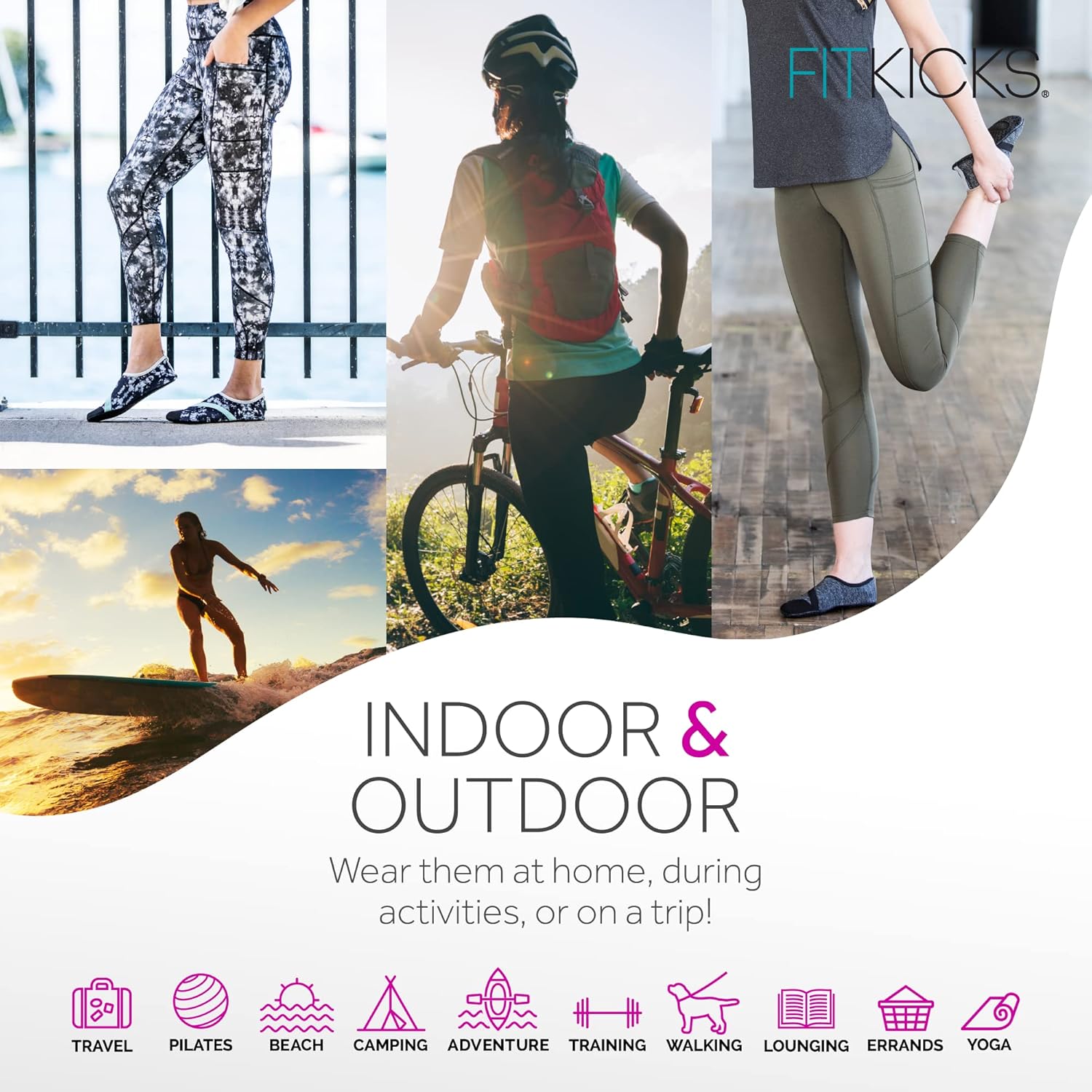 FITKICKS Original 女式可折叠 Active Lifestyle 极简主义鞋 赤脚瑜伽运动水鞋