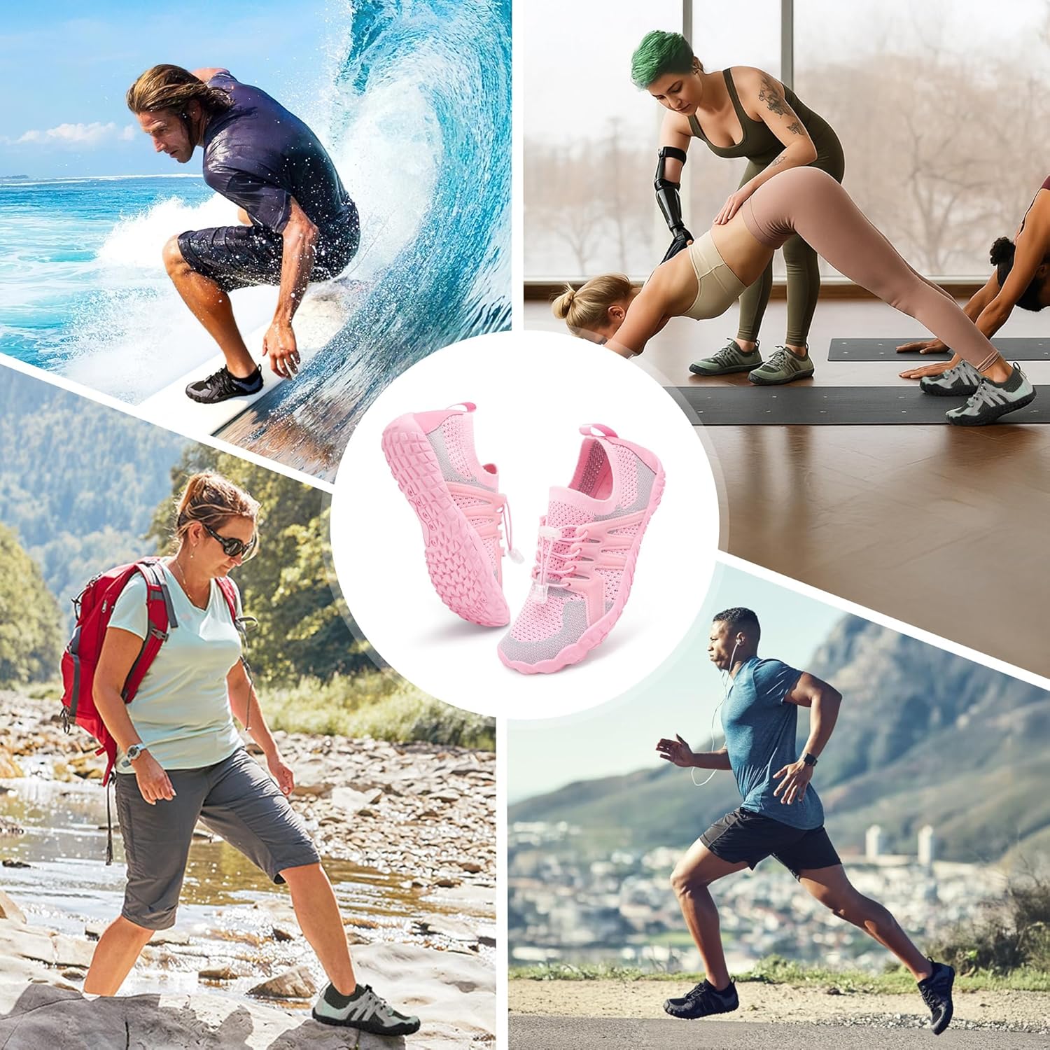 Stelle 赤脚鞋女士男士徒步水鞋带可调节鞋带成人速干沙滩游泳泳池越野跑步户外运动划船攀岩瑜伽