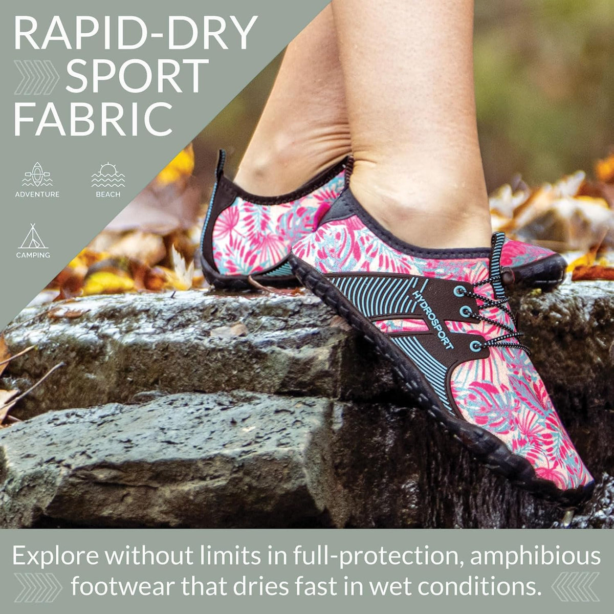 FITKICKS HydroSport 陆到水鞋,中性赤脚鞋,适合海滩、瑜伽、冲浪、露营配饰,男女皆宜的多功能赤脚鞋