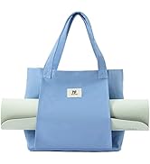 Moyaqi 帆布手提包带瑜伽垫携带口袋手提单肩包适用于办公室、锻炼、普拉提、旅行、沙滩和健身房