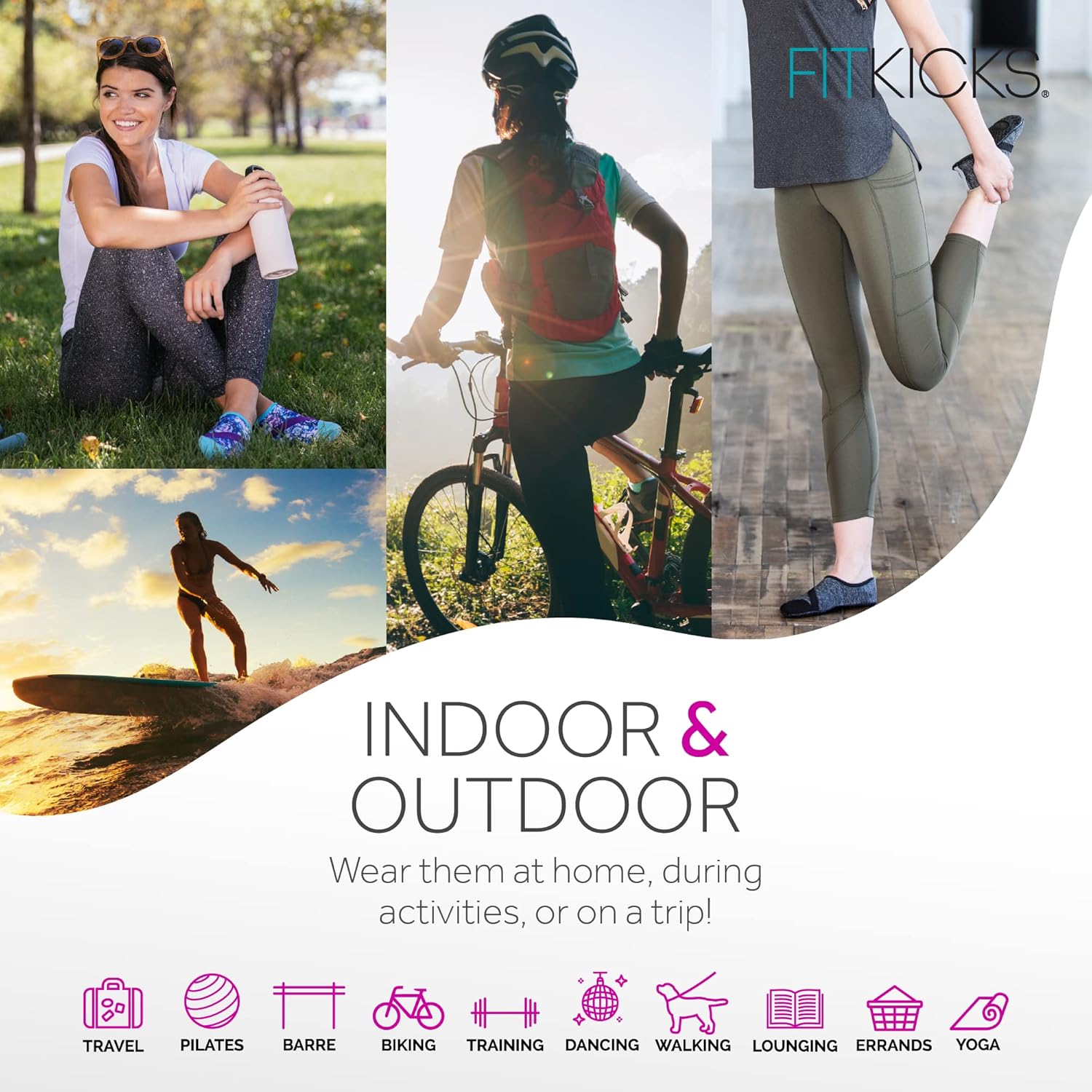 FITKICKS Original 女式可折叠 Active Lifestyle 极简主义鞋 赤脚瑜伽运动水鞋