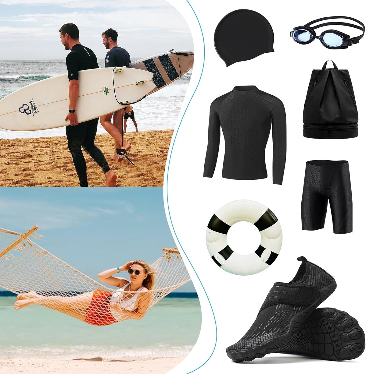 Water Shoes 男式女式速干赤脚游泳沙滩泳池鞋 水上瑜伽袜适合远足、散步、潜水、冲浪、户外水上运动