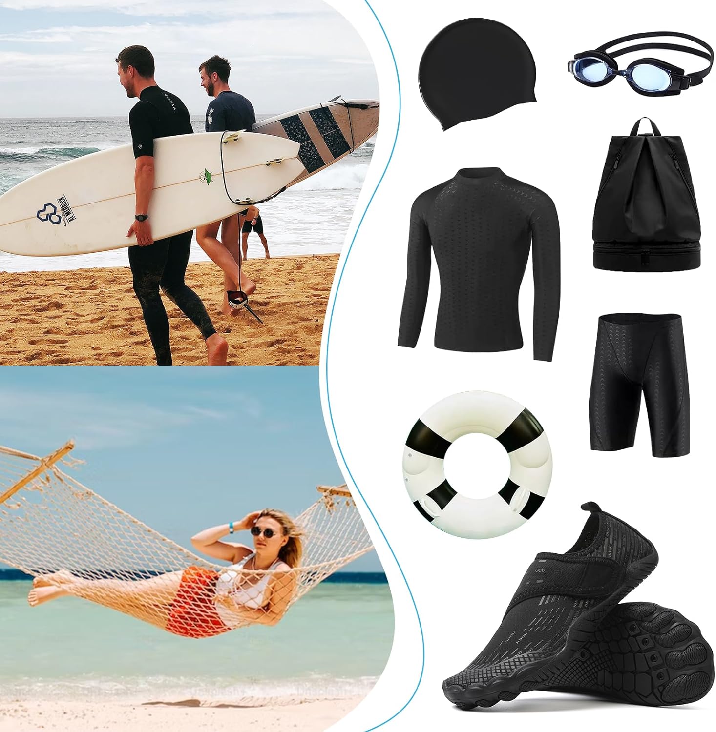 Water Shoes 男式女式速干赤脚游泳沙滩泳池鞋 水上瑜伽袜适合远足、散步、潜水、冲浪、户外水上运动