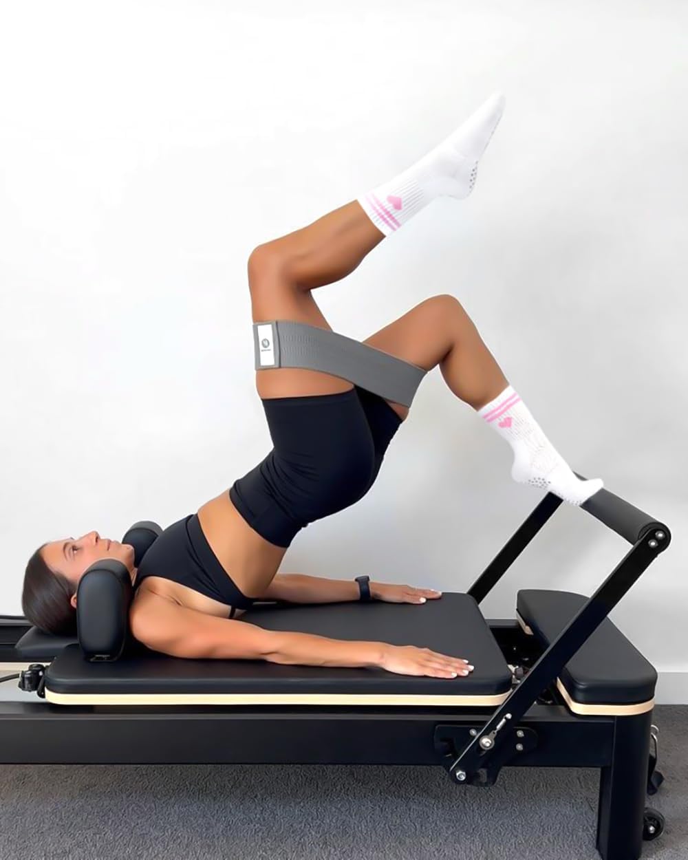 Toes Home 女式普拉提袜带防滑抓手,瑜伽船员袜适用于巴雷医院粘性拖鞋袜 4 双装