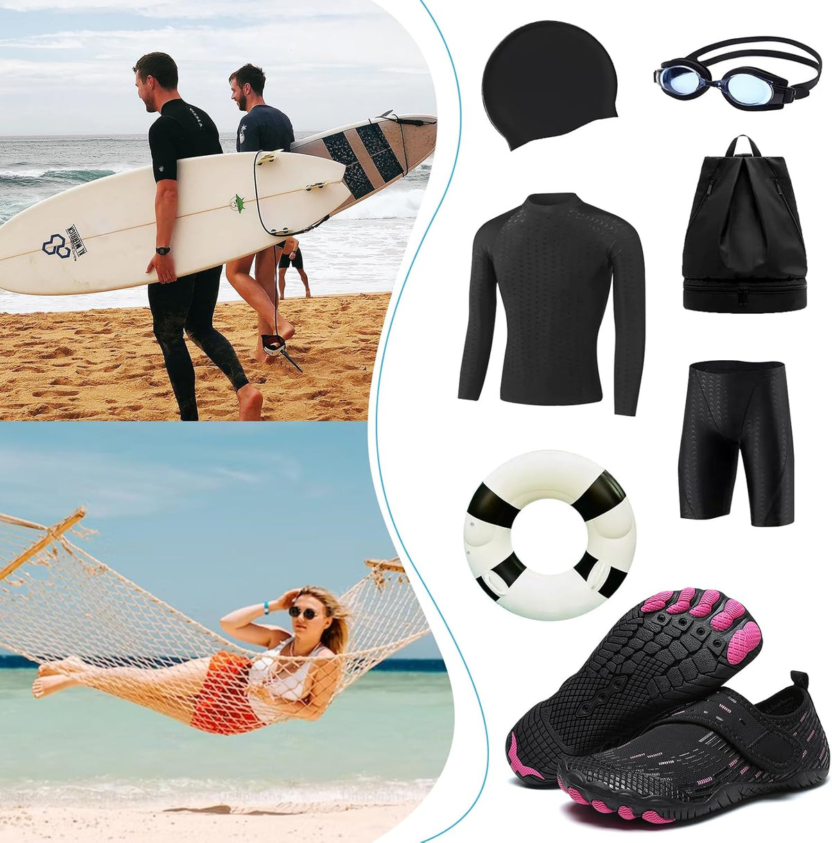 Water Shoes 男式女式速干赤脚游泳沙滩泳池鞋 水上瑜伽袜适合远足、散步、潜水、冲浪、户外水上运动