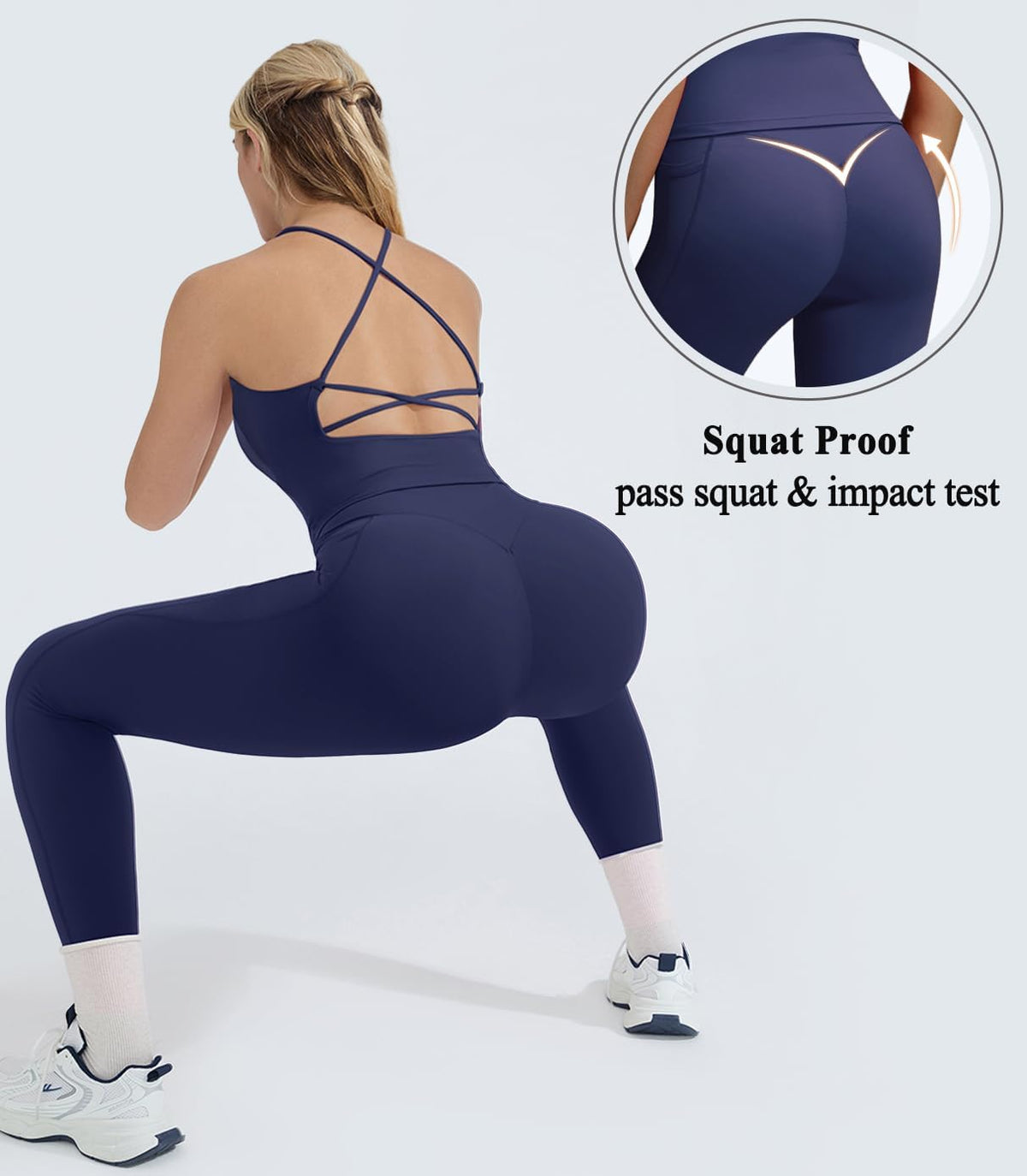 OMKAGI 2 件套女士健身套装,加垫健身上衣,带口袋,健身套装