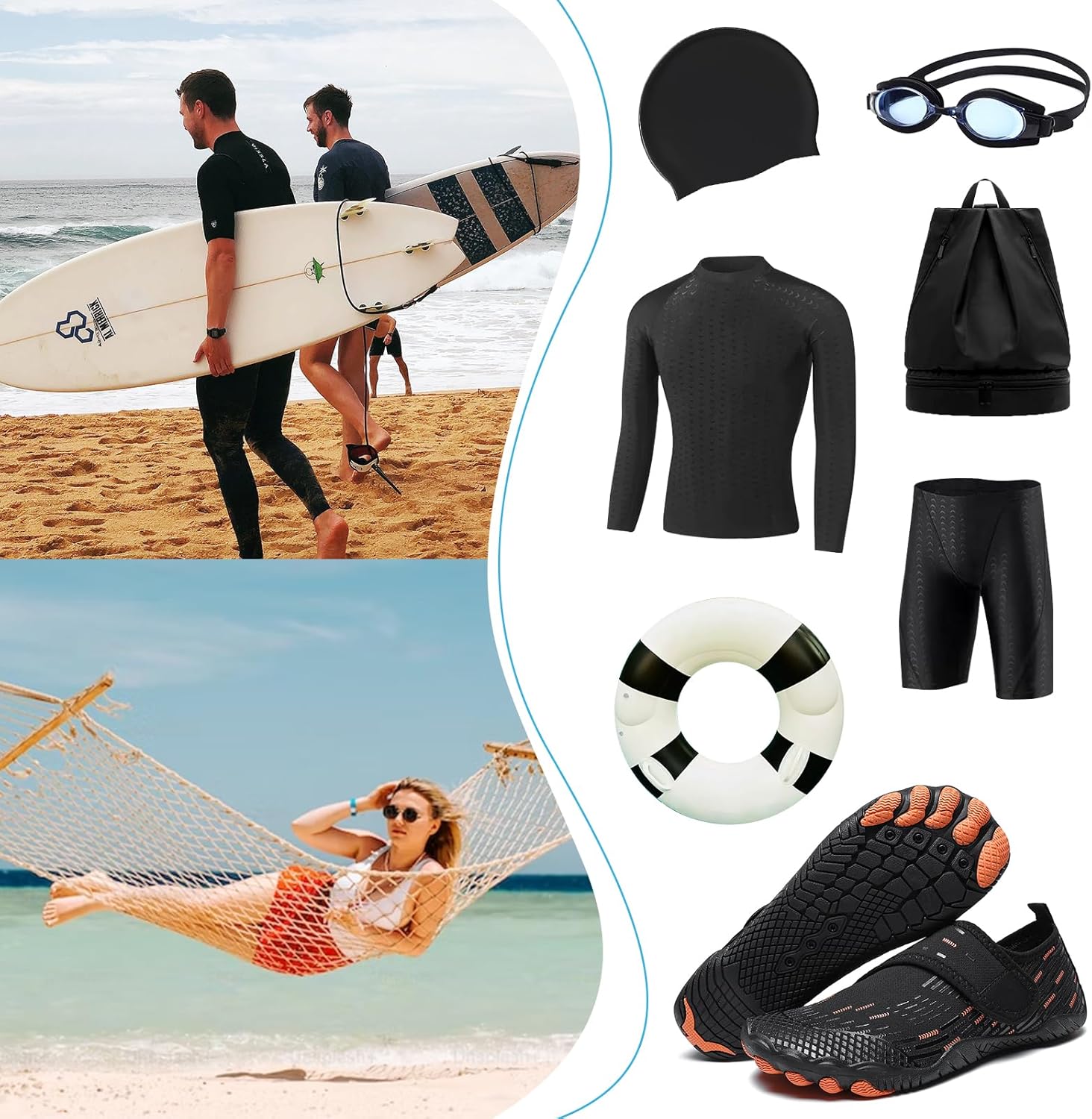 Water Shoes 男式女式速干赤脚游泳沙滩泳池鞋 水上瑜伽袜适合远足、散步、潜水、冲浪、户外水上运动