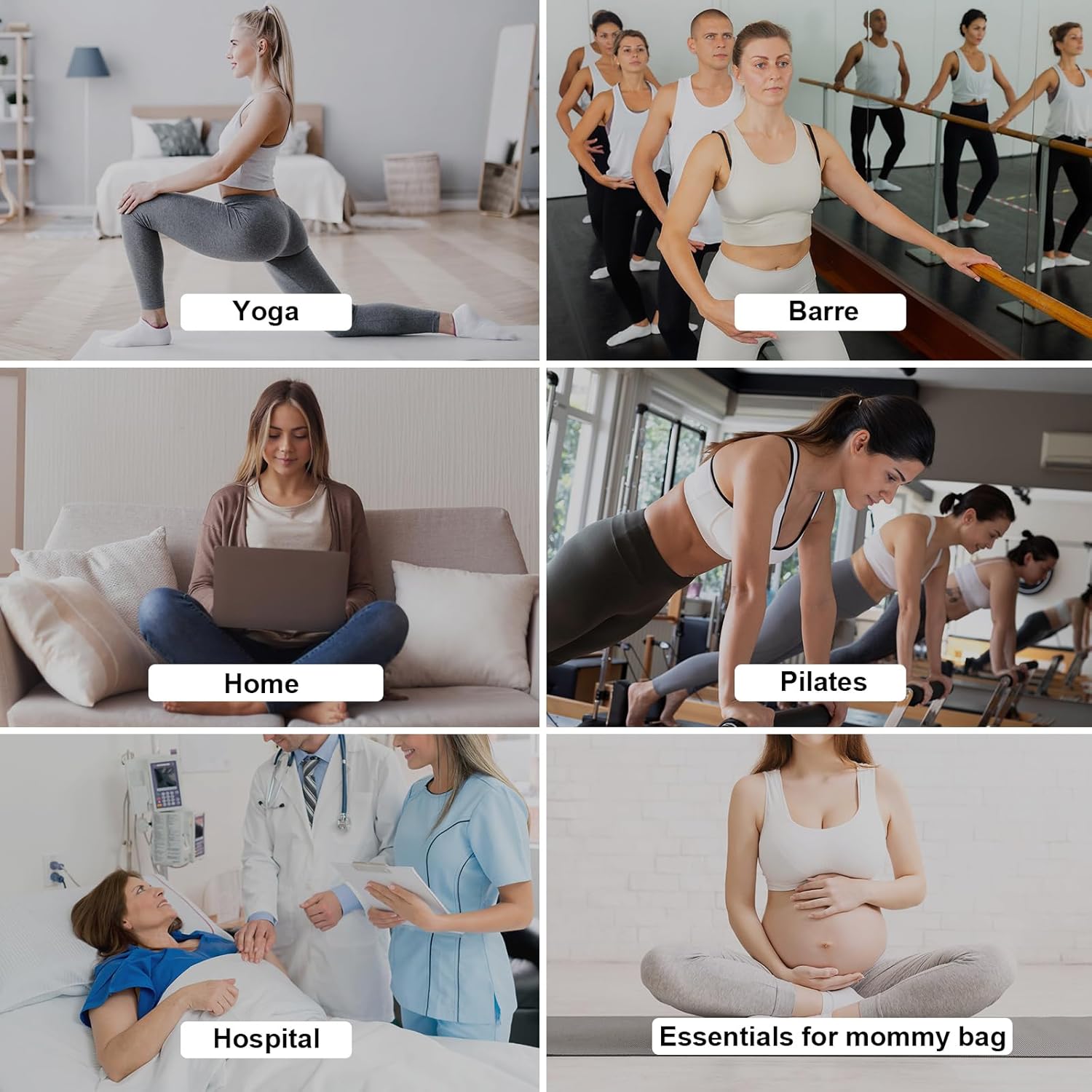 Toes Home 女式普拉提袜带防滑抓手,瑜伽船员袜适用于巴雷医院粘性拖鞋袜 4 双装