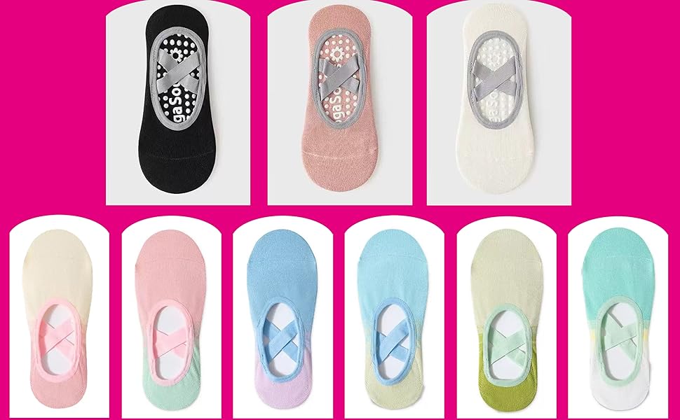 Pilates Socks For Women Non Slip With Grips Straps Sticky Gripper Workout Sock for Pilates，Ballet, Dance, Gym