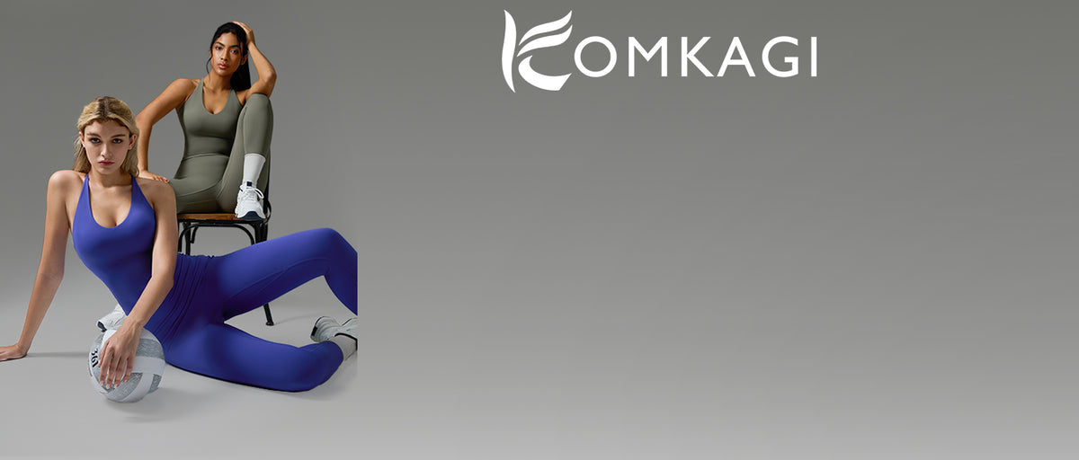 OMKAGI 2 件套女士健身套装,加垫健身上衣,带口袋,健身套装