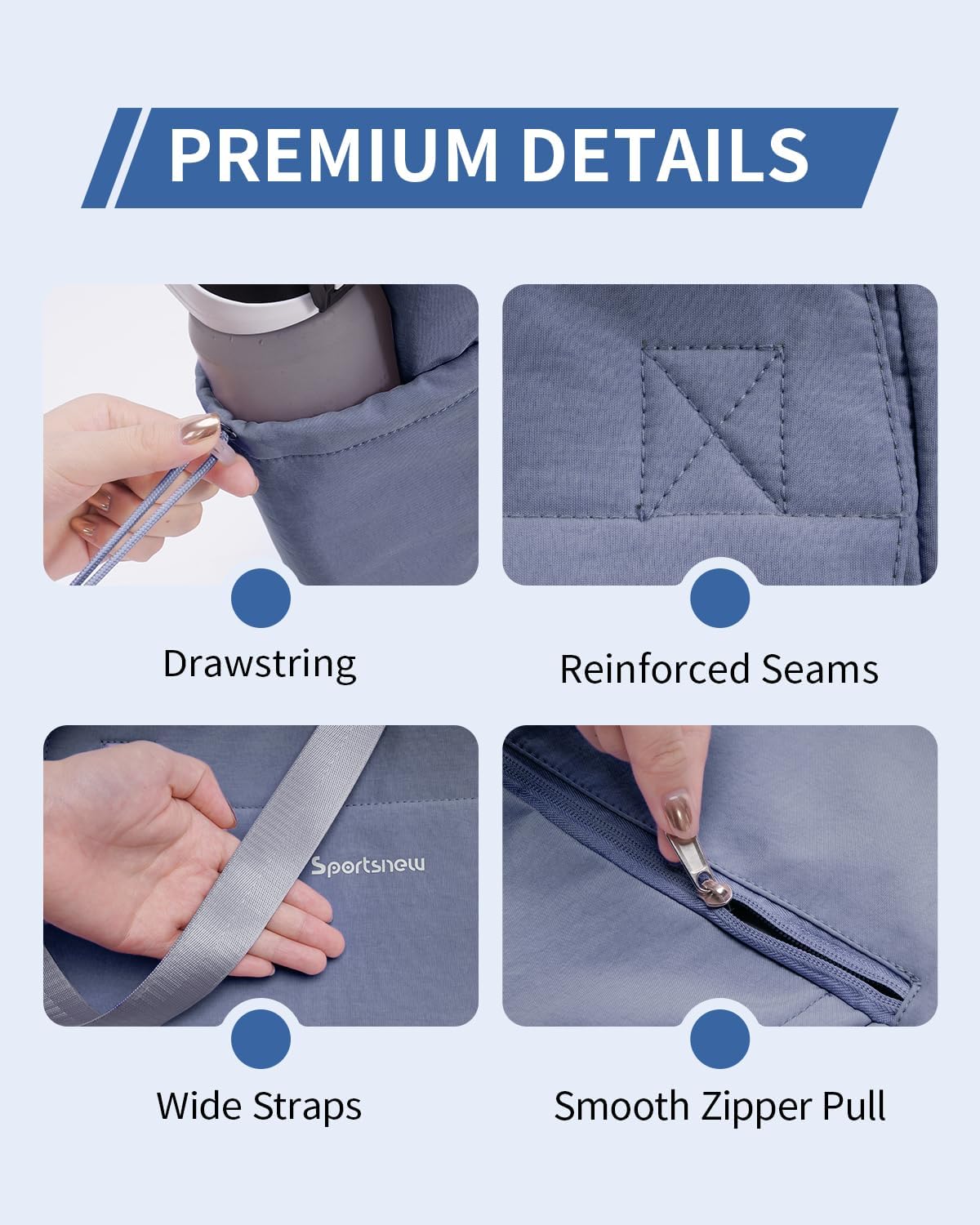 sportsnew 瑜伽垫包手提包瑜伽健身包男女防水湿口袋和钩环,快速取用存储瑜伽垫包